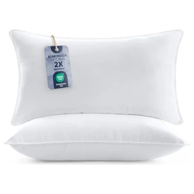 Imagen de Utopia Bedding Almohadas (2 Unidades) 40 x 80 cm de Primera Fibra Hueca Virgen Siliconada Suave Fácil Cuidado (Blanco)