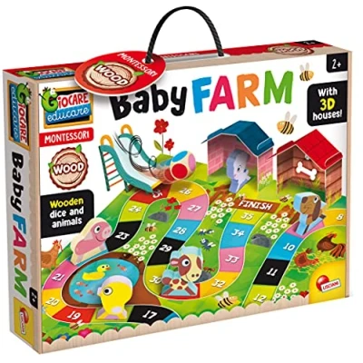 Imagen de Liscianigiochi Montessori Baby Granja Juego Educativo Preescolar para niños a Partir 3 años con Elementos de madera Animali 85873, Multicolor (85873)