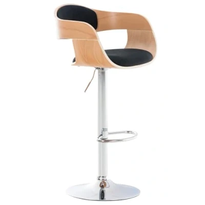Imagen de Taburete de Bar Kingston en Tela Regulable Altura &amp; Giratoria I Color:, Color:Natural/Negro