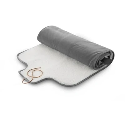 Imagen de medisana OL 800 manta calefactora de exterior, térmica sin cable con 3 niveles temperatura para viajar, material suave y esponjoso, enrollable compacta bolsa almacenamiento