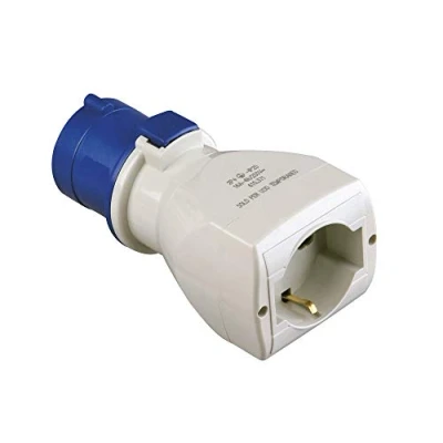 Imagen de POLY POOL PP0640S Adaptador CEE 3 Polos con Enchufe IEC309 Grande 16A y Toma Civil Schuko P40 Multiestándar Estándar Italiano Alemán Industrial Made in Italy 1 PIEZA