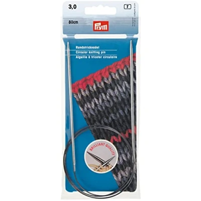 Imagen de Prym KnitPro 212124 Agujas de tejer circulares (latón, 80 cm, 3 mm), color plateado