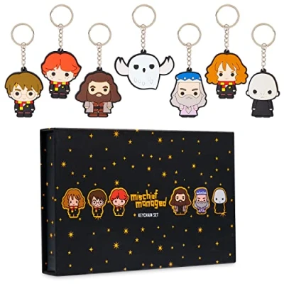 Imagen de Harry Potter Llaveros Originales, Set de Niños Ron Hermione, Regalos Merchandising Oficial (Negro/Multicolor)