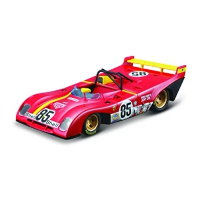 Imagen de Bburago Ferrari 312P &#039;72: Modelo de Coche a Escala 1:43, Serie Racing, Caja Regalo, 12 cm, Rojo #85 (18 36302)