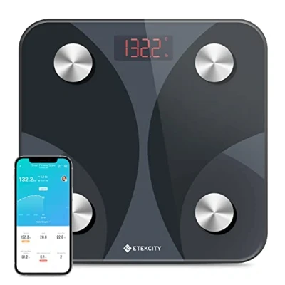 Imagen de ETEKCITY báscula digital de grasa corporal con aplicación, inteligente para personas y masa muscular, análisis Bluetooth IMC, proteínas, 180 kg/400