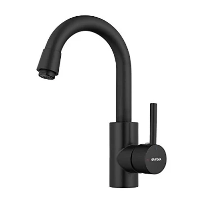 Imagen de GRIFEMA G1002B Grifo de Lavabo Alto, Mezclador Monomando Baño Giratorio a 360, Cold Start, 10% Ahorro Energía, Negro