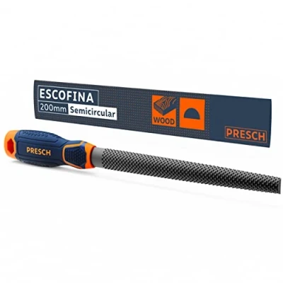 Imagen de Presch Escofina media caña 200mm con corte de doble cara para dar forma a agujeros y curvas en madera dura o blanda Lima profesional
