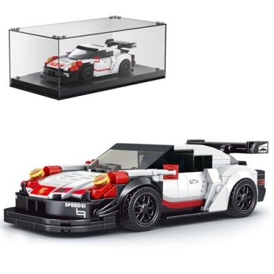 Imagen de Mould King 27010 Speed Champions Racing Car Building Blocks 911 RSR con Vitrina Acrílica Modelos De Coches para Coleccionar (349 Piezas)