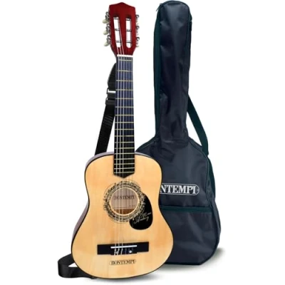 Imagen de Bontempi Wooden Guitar with 6 Strings, Color Marrone Chiaro (21 7531)