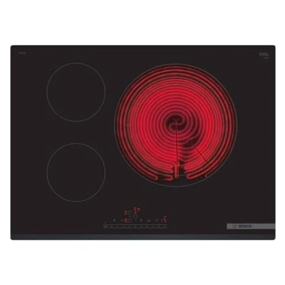 Imagen de Bosch PKD731FP8E DirectSelect Encimera vitrocerámica encastrable, 70 cm, 3 zonas, Bisel frontal, negro