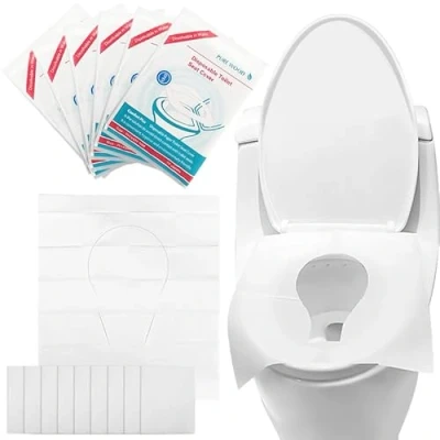 Imagen de Eckerdromk 60 Piezas Protector WC Desechable, Fundas Protectoras Desechables para Inodoro, Portátil Protección de Inodoro Ideal Avión, Asientos Viaje, Baño Público y Campamento
