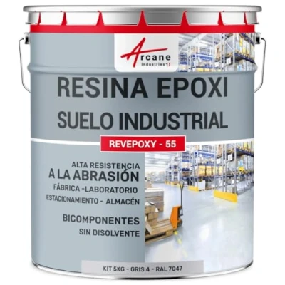 Imagen de Pintura epoxi suelo industriale, aparcamiento: REVEPOXY TRÁFICO INTENSO 5 Kg (hasta 10 m² en 2 capas) Gris tele 4 RAL 7047 ARCANE INDUSTRIES