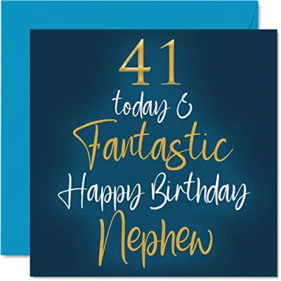 Imagen de Stuff4 Fantásticas tarjetas de cumpleaños número 41 para sobrino Today &amp; Fantastic Tarjeta feliz tía tío, felicitación regalo 145 mm