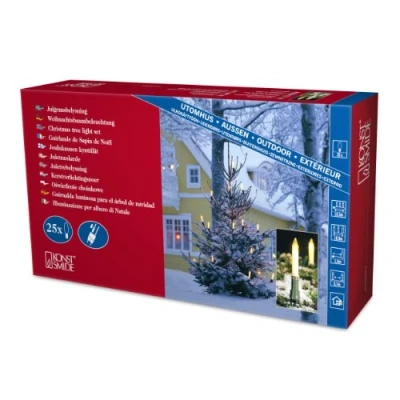 Imagen de Konstsmide 1130 000 Guirnalda para el árbol de navidad (velas luz, 25 luces transparentes, 230 V, exteriores)