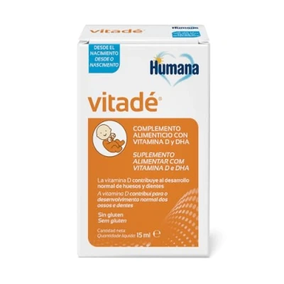 Imagen de Humana Vitadé a base de vitamina D, DHA, fortalece el sistema inmune y contribuye al desarrollo los huesos. Complemento Alimenticio con ingredientes naturales 15ml