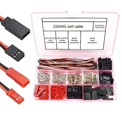 Imagen de YUNIQUE GREEN CLEAN POWER Set de 40 Conectores Servo Universales Compatibles con JST, SYP, Futaba Kit Cables RC Incluye Macho/Hembra, Crimpado Pines, Rojo, Plástico