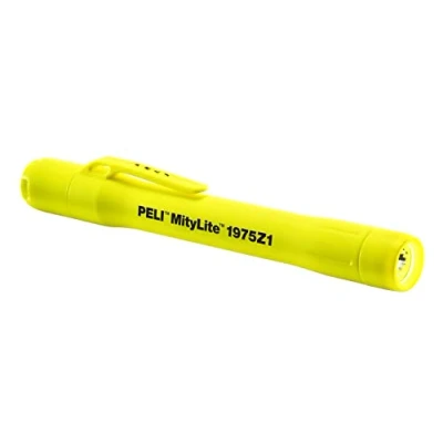 Imagen de PELI MityLite 1975Z1 Linterna LED de Bolsillo con Certificado Seguridad ATEX Zona 1, Bomberos y Uso Industrial, Resistente al Agua IP68, Color: Amarillo