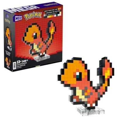 Imagen de Pokémon Mega Pixel Art Charmander 349 Bloques de construcción, Estilo Retro pixelado, decoración para coleccionistas, Juguete +13 años (HTH76)