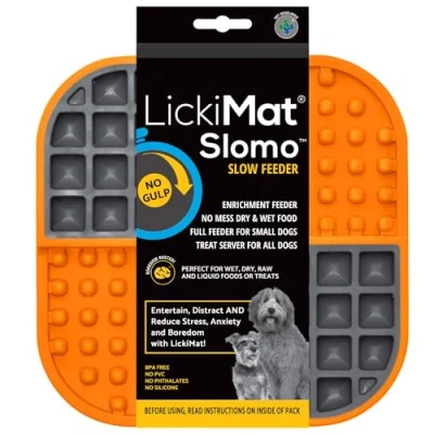 Imagen de LickiMat Slomo Tapete para lamer el aburrimiento y la ansiedad, perfecto alimentos, golosinas, yogur o mantequilla de maní. Alternativa divertida a un cuenco perros alimentación lenta,
