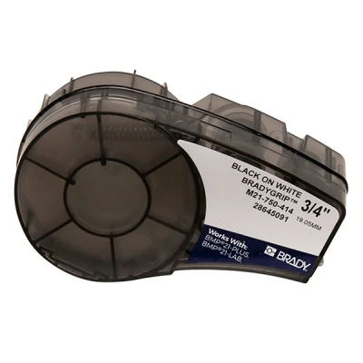 Imagen de Brady ( M21 750 414 ) Material de impresión BradyGrip para cinta cierre BMP21 PLUS; LAB; 19.05 mm x 3.048 m Negro sobre blanco