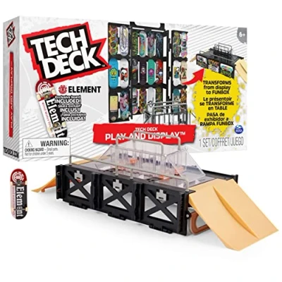 Imagen de Tech Deck Skate Park Dedos Play and Display Finger Skateboard Rampas Transformable y Estuche con Fingerboard Auténtica 6060503 Juguetes Niños 6 años +