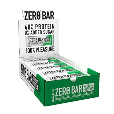 Imagen de BioTechUSA Zero Bar Protein Snack Bajo en Azúcar y Sin Lactosa Textura Crujiente Deliciosos Sabores Ideal para Dietas Entrenamientos, 20 * 50 g, Chocolate Avellana