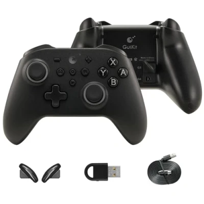 Imagen de Gulikit KK3 Pro Controlador Inalámbrico para Switch OLED, Bluetooth PC/Steam Deck, Joysticks/Disparadores Hall, Tasa Sondeo 1000Hz, Vibración Maglev/Rotor/HD, Adaptador Hyperlink