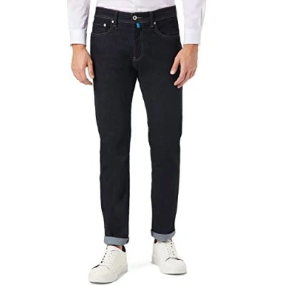 Imagen de Pierre Cardin 5 Pocket Lyon Tapered Jeans, Azul/Black Stonewash, 38W x 32L para Hombre