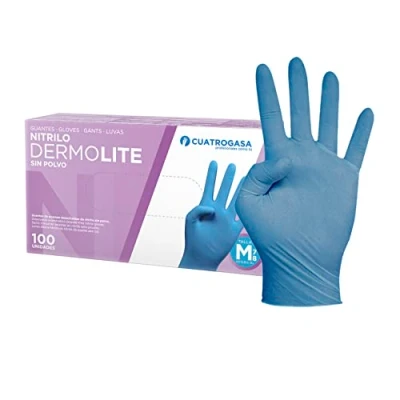 Imagen de cuatrogasa guante nitrilo azul dermolite desechable (100 unidades) (M)