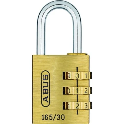Imagen de ABUS candado de combinación 165/30, latón, con código numérico ajustable individualmente, para maleta/casillero Nivel seguridad 3