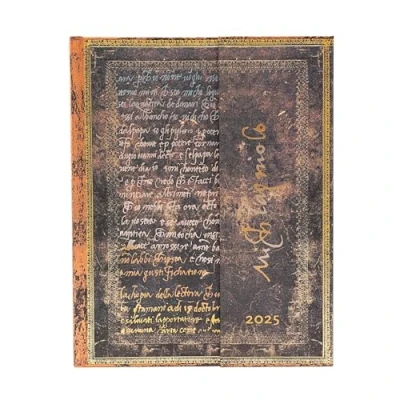 Imagen de Michelangelo, Handwriting (Embellished Manuscripts Collection) Ultra 12 month Horizontal Hardback Dayplanner 2025 (Wrap Closure): tydzień na dwóch stronach, zamykany magnes, papier 100 gsm