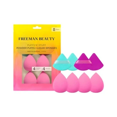 Imagen de Freeman Puffs N&#039; Stuff Powder + Liquid Sponges Set, Makeup Blending &amp; Puffs, For Foundation, Concealer, Setting Powder, Vegan Cruelty Free, 8 Count