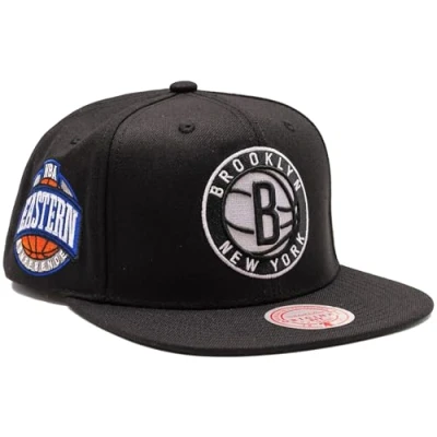 Imagen de Mitchell &amp; Ness Brooklyn NETS NBA Conference Patch Original FIT C Gorra, Talla: One Size, Schwarz