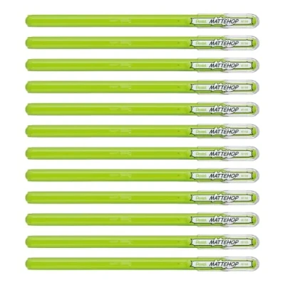 Imagen de Pentel Mattehop Juego de 12 bolígrafos gel (1,0 mm), color amarillo y verde