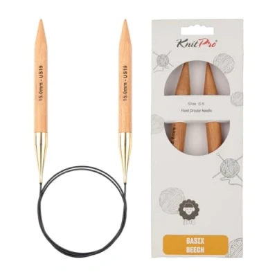 Imagen de Knit Pro Basix Agujas de Tejer (Redondas, Madera Abedul, 100 cm, 15 mm)