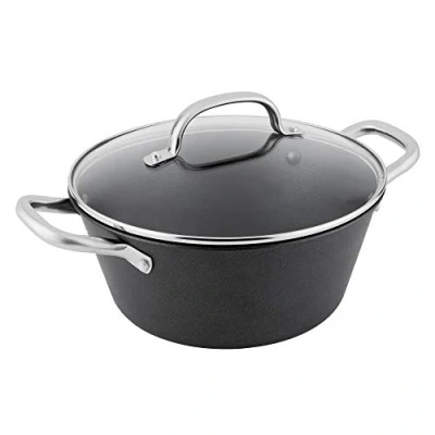 Imagen de BOJ Olla Holandesa NEW CLASSIC, Con Tapa de vidrio, Hierro Fundido, apta para todo tipo fuegos (Ø 24x11cm)