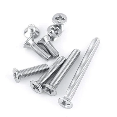 Imagen de 100 tornillos de máquina M3, 9 tipos M3 cabeza plana acero inoxidable SS304, tornillo avellanado para (6 mm)