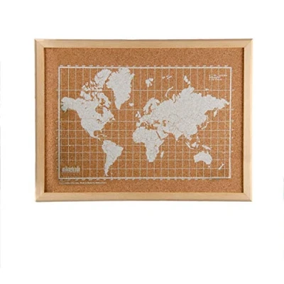 Imagen de Mapa del mundo de corcho blanco Mapamundi para la pared