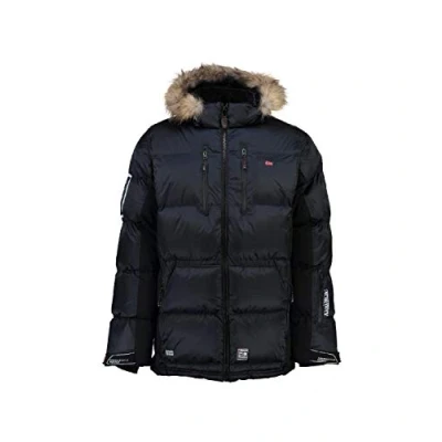 Imagen de Geographical Norway Danone Men Chaqueta de plumón caliente para hombre, con forro cálido invierno, manga larga, relleno calidad, azul marino, L