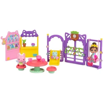 Imagen de Gabby&#039;s Dollhouse Gabby et la Maison Magique Caja de Fiesta en el jardín 3 Figuras y 18 Elementos Juego casa muñecas Dibujos Animados mágica Juguete Infantil