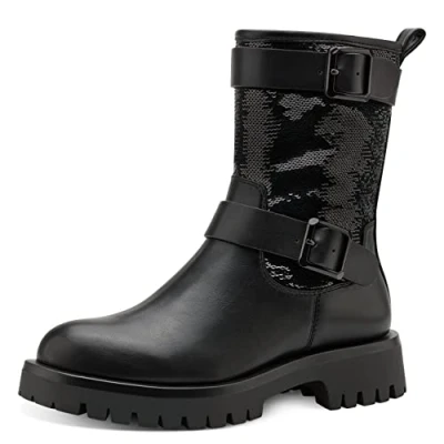 Imagen de Tamaris Mujer Botines, señora Botas Estilo Biker,TOUCHit,Botas,Medias de Motorista,Planas,Black,36 EU