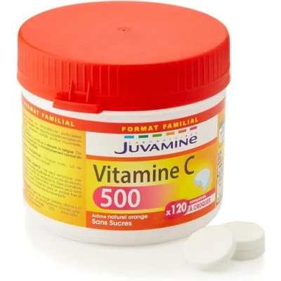 Imagen de JUVAMINE Vitamina C 500 mg 120 Comprimidos Masticables Formato Maxi Sistema Inmunitario Reduce el Cansancio Energía y Vitalidad Aroma Natural de Naranja