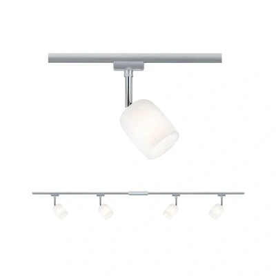 Imagen de Paulmann 96898 Juego URail Sistema de raíles Blossom máx. 4x10 vatios, raíl iluminación, Mate, Cromo, Satinado, lámpara, Metal, plástico, riel Techo G9