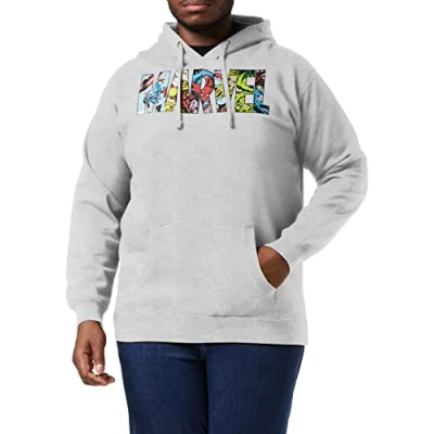 Imagen de Marvel Logo Characters Capucha, Gris (Grey Marl SPO), XX Large para Hombre