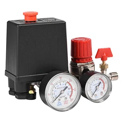 Imagen de Válvula Compresor de Aire, Regulador la Control del Presostato Aire Ajustable Interruptor 0,05 1,2 Mpa Dispositivo con Máximo Flujo 3000 L/minuto Conector 2 G1/4