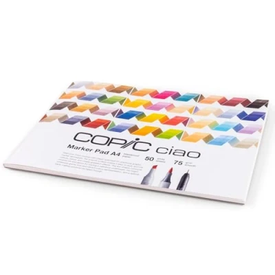 Imagen de Copic Ciao Marker Pad, 50 Hojas, Papel de Dibujo 75 g/m² para rotuladores, Ultra Blanco, sin ácido, Cloro, Paper, Ultrawhite, DIN A4