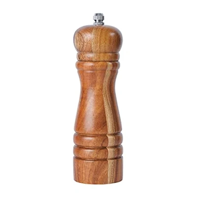 Imagen de DeroTeno Molinillo de Pimienta y Sal. cerámica duro ajustable. Madera acacia, Altura 21 cm