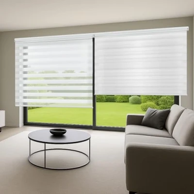Imagen de Estores Noche y Dia de Calidad con Doble Tejido Elegantes Estor Enrollable día para Ventanas Interior Puertas. enrollables persianas Cortinas STORESDECO Blanco 180 x cm