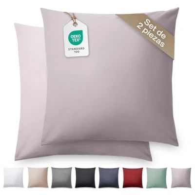 Imagen de Blumtal Set de 2 Funda Almohada Mako Satín 100% algodón, Super Suave, Gris, 40 x 40cm
