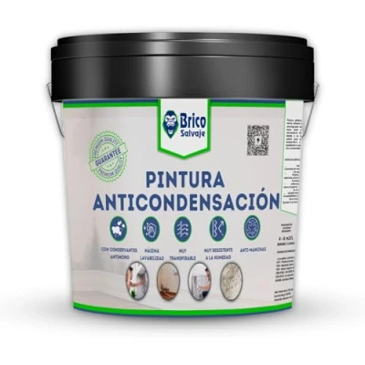 Imagen de BRICOSALVAJE Pintura Anticondensación y Antihumedad para Interior Exterior Aislante Termico Blanco Mate (4 Litros)